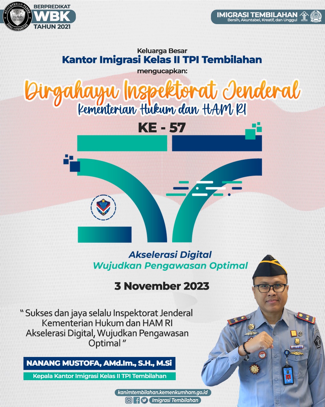DIRGAHAYU INSPEKTORAT JENDERAL KEMENTERIAN HUKUM DAN HAM RI KE-57