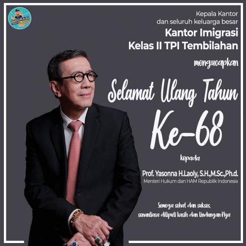 Selamat Ulang Tahun Bapak Menteri Hukum  dan HAM RI
