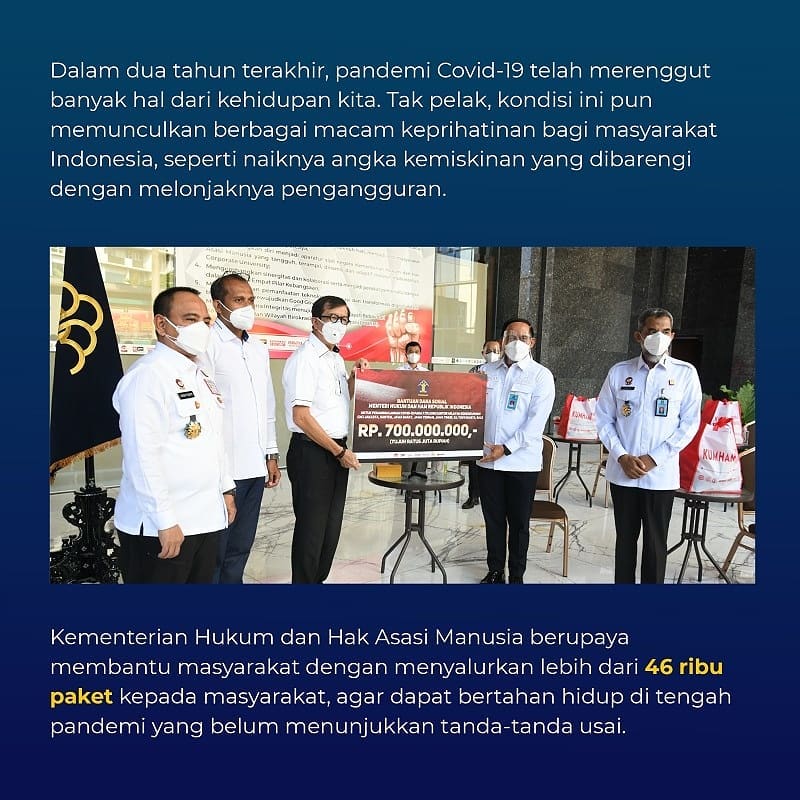 Kemenkumham Salurkan 46 Ribu Paket Kepada Masyarakat Terdampak Covid-19  