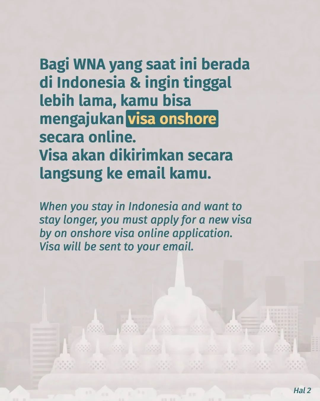 INGIN TINGGAL LEBIH LAMA DI INDONESIA? SILAHKAN APPLY ONSHORE VISA KLIK visa-online.imigrasi.go.id